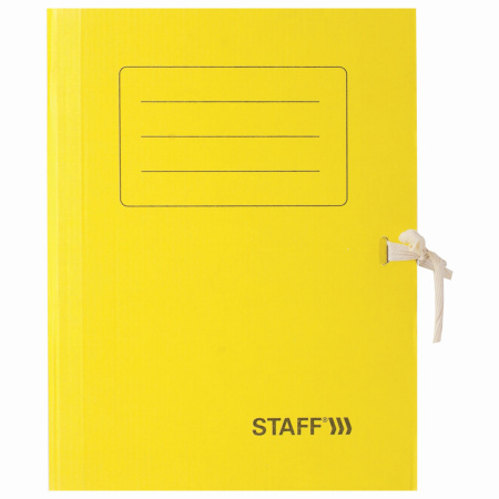 Папка архивная с завязками А4 (325х250 мм), 75 мм, до 700 листов, микрогофрокартон, ЖЕЛТАЯ, STAFF, 128873 - Накопители документов