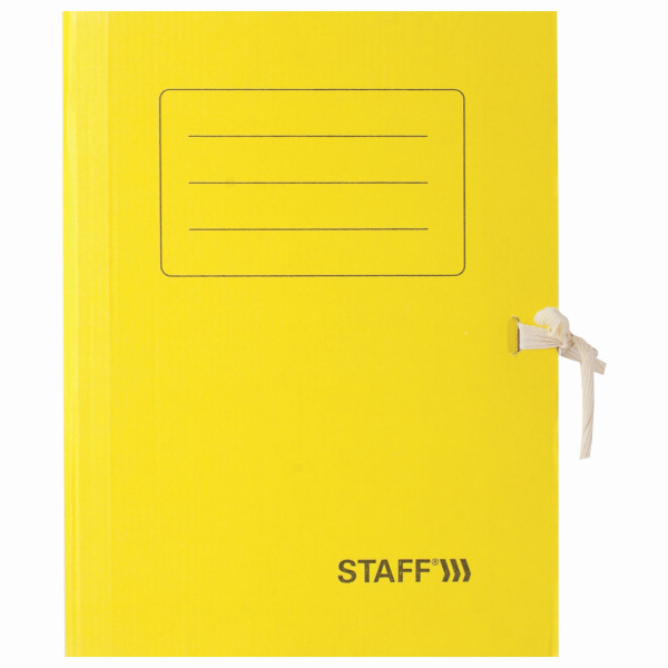 Папка архивная с завязками А4 (325х250 мм), 75 мм, до 700 листов, микрогофрокартон, ЖЕЛТАЯ, STAFF, 128873 - Накопители документов
