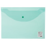 Папка-конверт с кнопкой STAFF, А4, до 100 листов, прозрачная, зеленая, 0,12 мм, 225171 - Папки-конверты с кнопкой