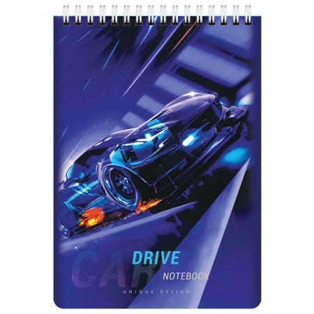 Блокнот А5 (146х206 мм), 60 л., гребень, картон, клетка, BRAUBERG KIDS, "Racing", 114363 - Блокноты детские