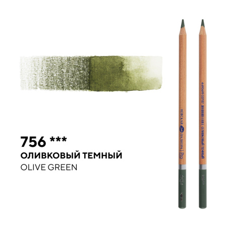 Карандаш профессиональный акварельный оливковый темный №756 Белые ночи
