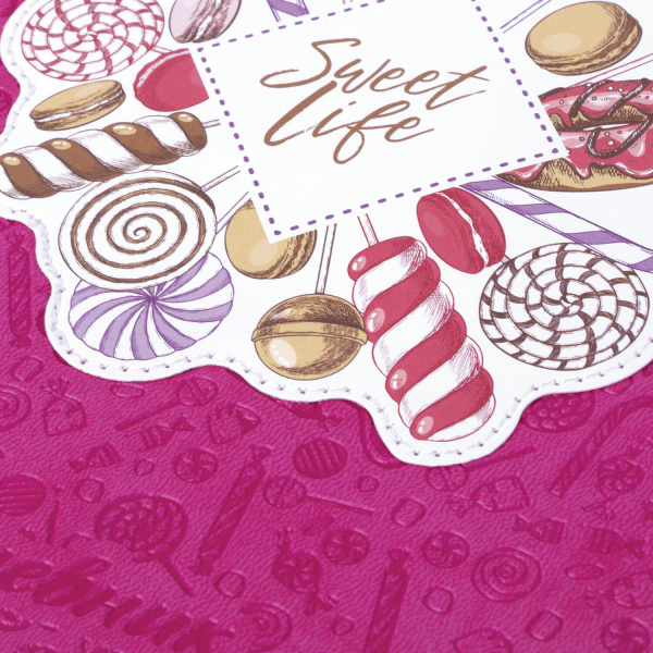 Дневник 1-11 класс 48 л., кожзам (твердая с поролоном), тиснение аппликация, BRAUBERG, "СЛАДОСТИ", 105487 - Дневники универсальные