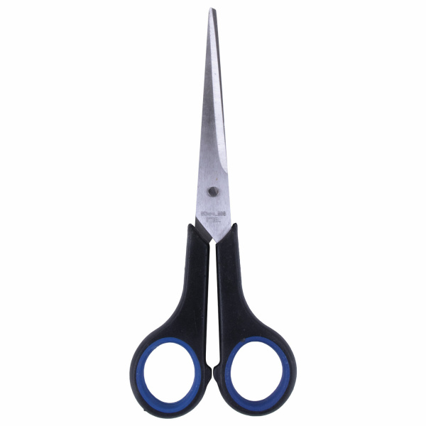 Ножницы BRAUBERG "Soft Grip", 140 мм, черно-синие, резиновые вставки, 3-х сторонняя заточка, 230760 - Ножницы универсальные