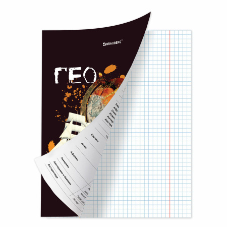 Тетрадь предметная со справочным материалом ORIGINAL 48 л., TWIN лак, ГЕОГРАФИЯ, клетка, BRAUBERG, 404301 - Тетради предметные