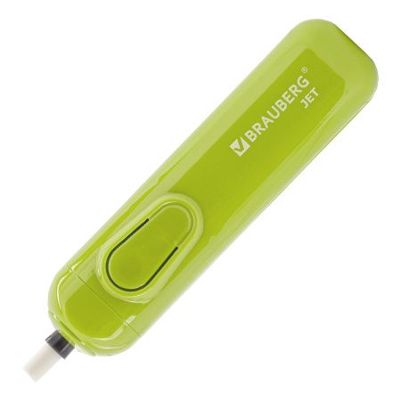 Ластик электрический BRAUBERG JET, питание от 2 батареек ААА, 8 сменных ластиков, салатовый, 229615 - Ластики электрические
