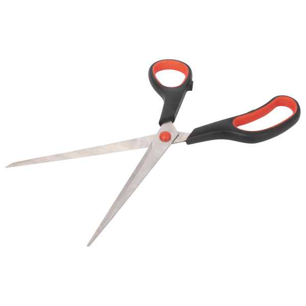 Ножницы STAFF EVERYDAY, 235 мм, бюджет, резиновые вставки, черно-красные, ПВХ чехол, 237501 - Ножницы универсальные