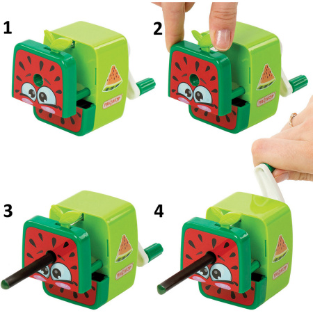 Точилка механическая ПИФАГОР "Арбуз", корпус зелёный/красный, 270427 - Точилки механические