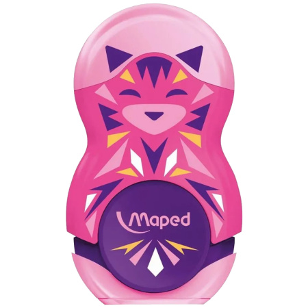Точилка с ластиком MAPED "LOOPY Mini Cute", с контейнером, корпус ассорти, 049113 - Точилки ручные