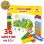 Пластилин классический ЮНЛАНДИЯ "ВЕСЁЛЫЙ ШМЕЛЬ", 36 цветов, 720 грамм, СО СТЕКОМ, ВЫСШЕЕ КАЧЕСТВО, 106434 - Пластилин