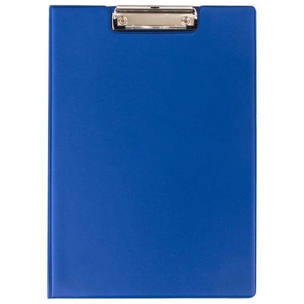 Папка-планшет STAFF, А4 (318х228 мм), с прижимом и крышкой, картон/ПВХ, СИНЯЯ, 229558 - Планшеты и клипборды