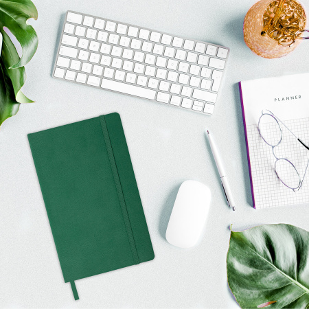 Блокнот А5 (130х210 мм), BRAUBERG ULTRA, под кожу, 80 г/м2, 96 л., клетка, темно-зеленый, 113007 - Бизнес-блокноты и бизнес-тетради