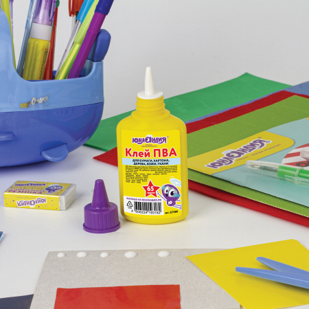 Клей ПВА ЮНЛАНДИЯ (бумага, картон, дерево), 65 г, 227380 - Клей ПВА