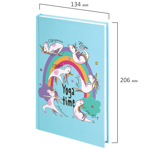 Блокнот А5 (134х206 мм), 80 л., твёрдый, клетка, выборочный лак, BRAUBERG KIDS, "Единорожки", 114426 - Блокноты детские