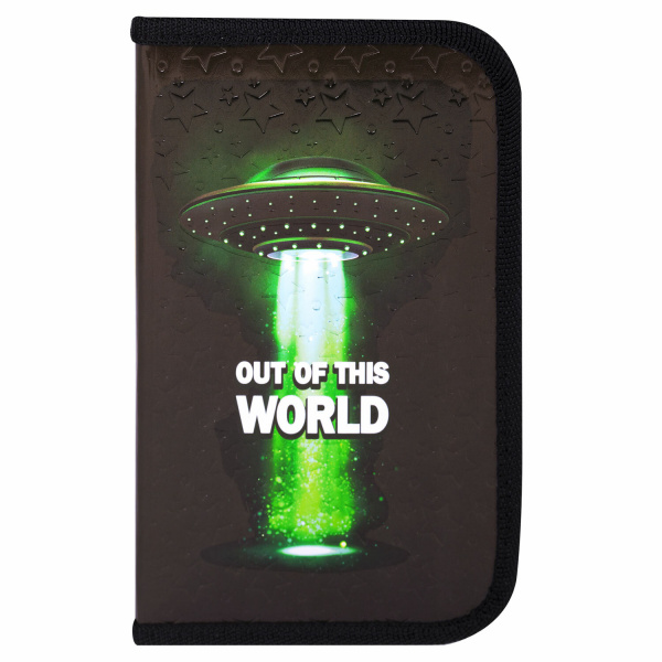 Пенал ЮНЛАНДИЯ, 1 отделение, металлизированный картон, конгрев, 19х11 см, "Out of this world", 271038 - Пеналы каркасные