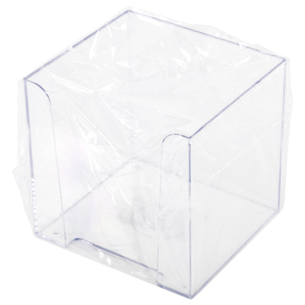Подставка для бумажного блока BRAUBERG CLASSIC пластиковая, 90х90х90 мм, прозрачная, 238092, ПЛ41 - Подставки канцелярские без наполнения