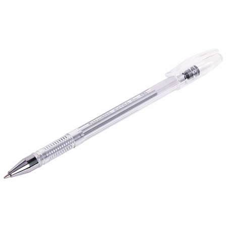 Ручка гелевая СЕРЕБРИСТАЯ BRAUBERG "EXTRA SILVER", корпус прозрачный, 0,5 мм, линия 0,35 мм, 143913 - Ручки гелевые неавтоматические