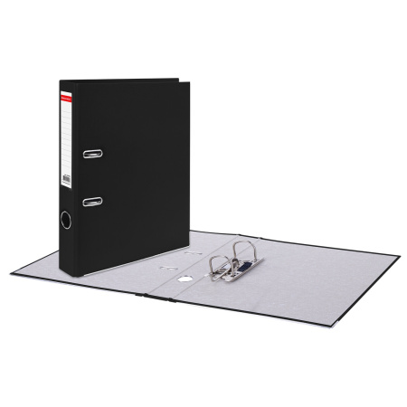 Папка-регистратор, покрытие пластик, 50 мм, ПРОЧНАЯ, с уголком, BRAUBERG, черная, 226589 - Папки-регистраторы с арочным механизмом