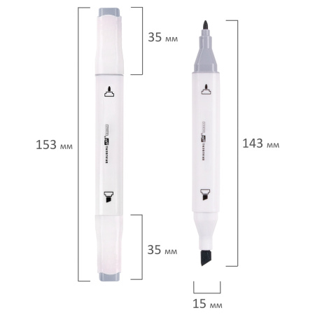 Маркеры для скетчинга двусторонние BRAUBERG ART DEBUT "WHITE", НАБОР 12 шт., телесные цвета, 152137 - Скетчмаркеры в наборах