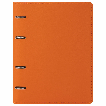 Тетрадь на кольцах А5 (180х220 мм), 120 листов, под кожу, клетка, BRAUBERG "Joy", оранжевый/светло-оранжевый, 129992 - Тетради на кольцах и сменные блоки к ним
