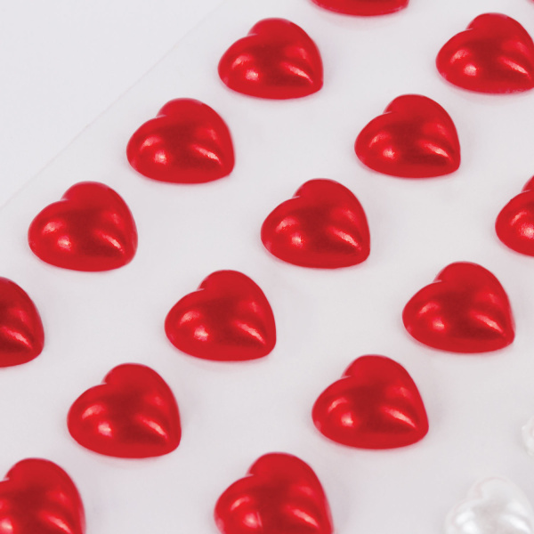 Стразы самоклеящиеся "Сердце", ассорти, 8-10 мм, 85 шт., на подложке, ОСТРОВ СОКРОВИЩ, 661572 - Стразы для творчества