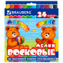 Восковые мелки утолщенные BRAUBERG, НАБОР 24 цвета, на масляной основе, яркие цвета, 222972 - Мелки