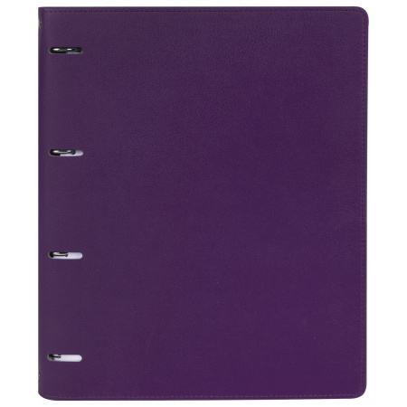 Тетрадь на кольцах БОЛЬШАЯ А4 (240х310 мм), 120 листов, под кожу, клетка, BRAUBERG "Joy", фиолетовый/светло-фиолетовый, 404506 - Тетради на кольцах и сменные блоки к ним