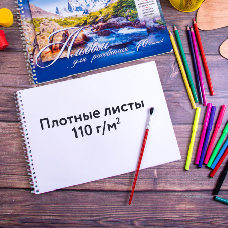 Альбомы для рисования А4 40 л., КОМПЛЕКТ 2 шт., гребень, обложка картон, BRAUBERG, 205х290 мм, "Природа" (2 вида), 880031 - Альбомы и папки для рисования