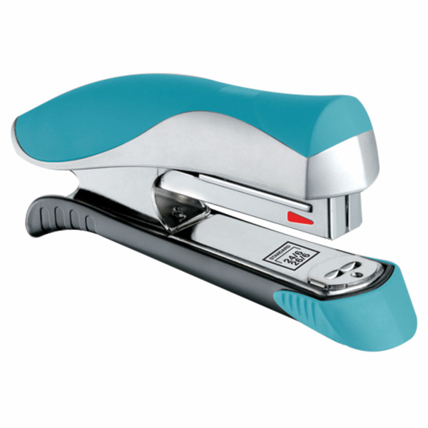 Степлер №24/6, 26/6 MAPED "Ergologic", до 25 листов, с контейнером для скоб, серебристо-бирюзовый, 352513 - Степлеры настольные