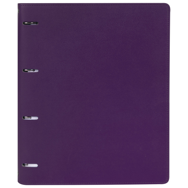 Тетрадь на кольцах БОЛЬШАЯ А4 (240х310 мм), 120 листов, под кожу, клетка, BRAUBERG "Joy", фиолетовый/светло-фиолетовый, 404506 - Тетради на кольцах и сменные блоки к ним