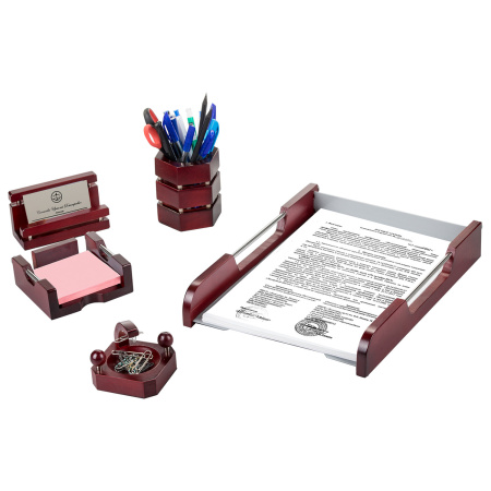Набор настольный GALANT "Wood&Metal", 5 предметов, красное дерево и никелированный металл, 230873