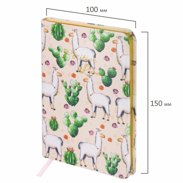 Блокнот МАЛЫЙ ФОРМАТ (100х150 мм) А6, BRAUBERG VISTA "Positive lama", под кожу, твердый, срез фольга, 80 л., 112098 - Бизнес-блокноты и бизнес-тетради