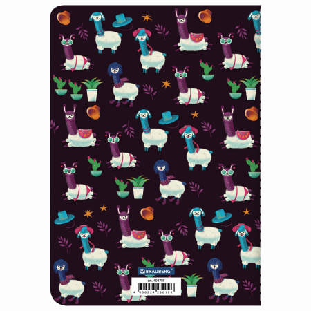 Тетрадь 40 л. в клетку обложка SoftTouch, бежевая бумага 70 г/м2, сшивка, А5 (147х210 мм), ЗАБАВНЫЕ ЛАМЫ, BRAUBERG, 403786 - Тетради 40-48 листов