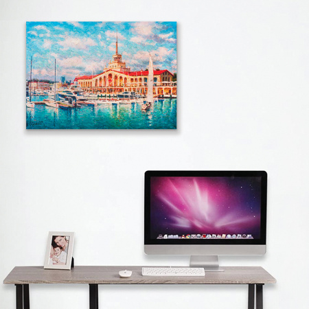 Картина стразами (алмазная мозаика) 40х50 см, ОСТРОВ СОКРОВИЩ "Морской порт Сочи", на подрамнике, 662590 - Алмазная вышивка