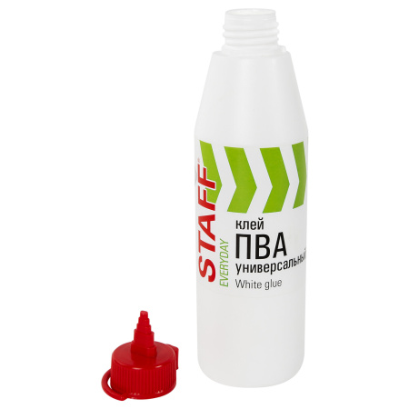 Клей ПВА универсальный 0,5 кг (бумага, картон, дерево), STAFF, 606429 - Клей ПВА