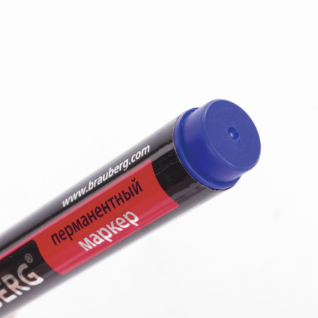 Маркер перманентный BRAUBERG "Contract", СИНИЙ, скошенный наконечник, 1-5 мм, 150470 - Маркеры перманентные
