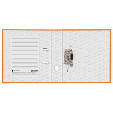 Папка-регистратор BRAUBERG с покрытием из ПВХ, 80 мм, с уголком, оранжевая (удвоенный срок службы), 227199 - Папки-регистраторы с арочным механизмом