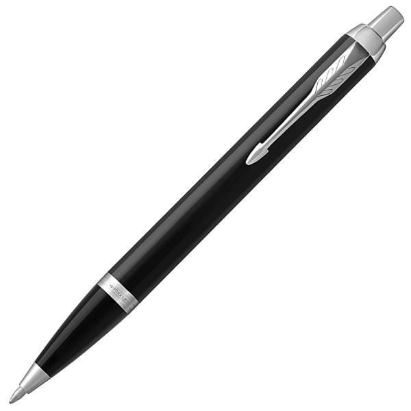Ручка шариковая PARKER "IM Core Black Lacquer CT", черный глянцевый лак, детали хром, синяя, 1931665 - Ручки шариковые подарочные