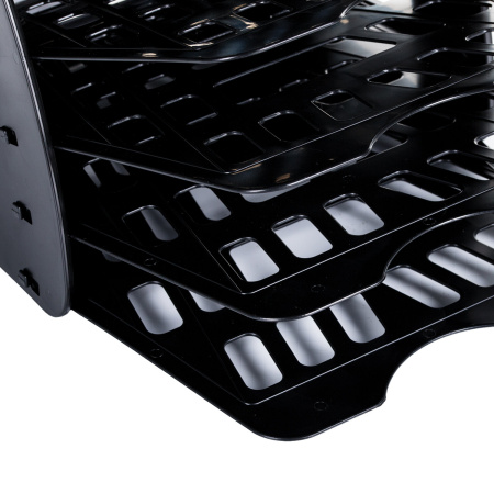 Лоток для бумаг веерный BRAUBERG "Basic" 7-ми секционный, 6 отделений, сетчатый, черный, 237019 - Лотки и подставки секционные