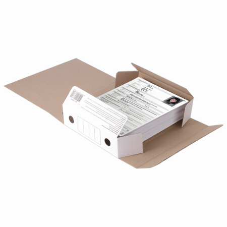 Папка архивная с резинкой А4 (325х250 мм), 75 мм, до 700 листов, микрогофрокартон, БЕЛАЯ, STAFF, 128878 - Накопители документов