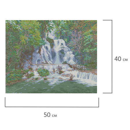 Картина стразами (алмазная мозаика) 40х50 см, ОСТРОВ СОКРОВИЩ "Водопад", без подрамника, 662418 - Алмазная вышивка