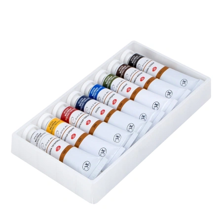 Набор художественных масляных красок 8 цветов в тубах по 18мл картонная коробка "Сонет" - Масляные краски художественные в наборах