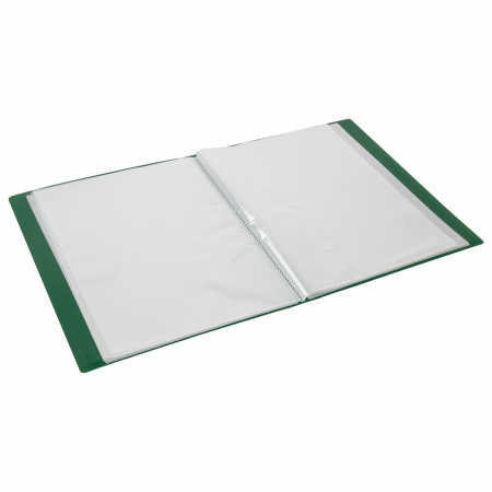 Папка 100 вкладышей BRAUBERG "Office", зеленая, 0,8 мм, 271335 - Папки с вкладышами (файлами)