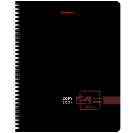 Тетрадь А5 48 л. BRAUBERG, гребень, клетка, глянцевая ламинация, "Dark" (4 вида в спайке), 404341 - Тетради 40-48 листов