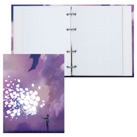 Тетрадь на кольцах А5 (165х215 мм), 160 листов, твердый картон, клетка, BRAUBERG, Мечты, 404092 - Тетради на кольцах и сменные блоки к ним