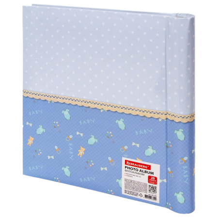 Фотоальбом BRAUBERG "Sweet Dreams" 20 магнитных листов, 23х28 см, спираль, голубой, 391149 - Фотоальбомы