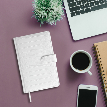 Еженедельник недатированный А5 145х215 мм, BRAUBERG "Party", под кожу, 64 л., белый, 114473 - Еженедельники