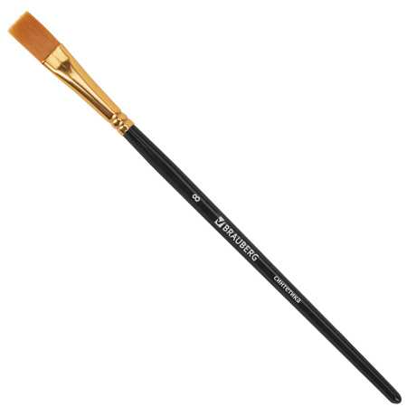 Кисти синтетика BRAUBERG, НАБОР 10 шт., черные (Круглые; Овальные; Плоские; Лайнеры), 201028 - Кисти для рисования