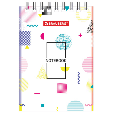 Блокнот МАЛЫЙ ФОРМАТ А7 75х105 мм, 40 л., гребень, картон, клетка, BRAUBERG, "Креатив", 129854 - Блокноты