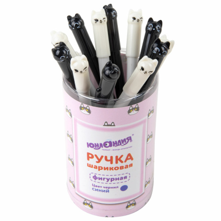 Ручка фигурная шариковая ЮНЛАНДИЯ "Котик", корпус ассорти, СИНЯЯ, пишущий узел 0,7 мм, 143787 - Ручки фигурные