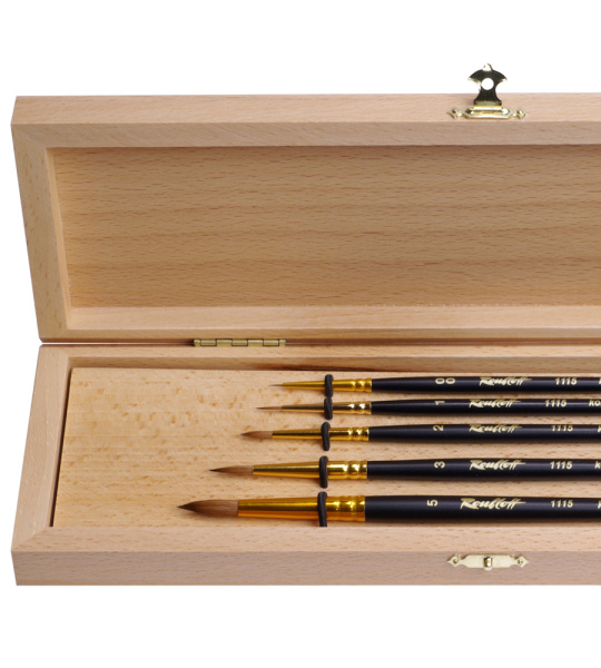 Набор №2 Roubloff 5 кистей из колонка буковый пенал - Кисти художественные в наборах